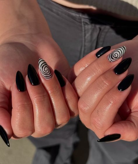 Tim Burton vibes over here with the spooky swirlies 🌀🖤 Products: @magpiebeautyusa Build It - Clear @uglyducklingnails 043 @luxiogel Coy #spookynailinspo #swirlynails #swirlnails #timburtonnails #blacknails #blacknail inspo #spookynails #halloweennails #halloweennailinspo #halloweennailart#fallnails #fallnailinspo#nailartinspiration #utahnails #nails #nailart #nailinspo #utahnailtech #naildesigninspo #naildesign #nailinspiration #nailartinspo #explore #nailsofinstagram #structuredgel #tr... Tim Burton Nails, Tim Burton Vibes, Cute Halloween Nails, Halloween Nail Art, Uñas Acrilicas, Tim Burton, Black Nails, Nails Nailart, Nail Tech