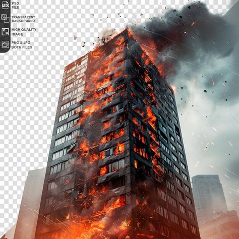 PSD high fire accidents at buildings cit... | Premium Psd #Freepik #psd Ads Graphic Design, Building Png, City On Fire, Fire Building, Burning Building, Building On Fire, Fire Background, Graphics Board, Fire Sprinkler