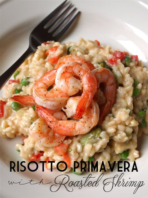 Risotto Primavera, Rice Meals, Parmesan Risotto, Seafood Entrees, Roasted Shrimp, Pasta Pasta, Shrimp Dishes, Risotto Recipes, Ww Recipes