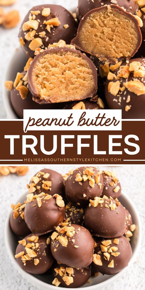 These soft and fluffy Peanut Butter Truffles combine the creamy, nutty flavor of peanut butter with the delicious crunch of nutter butter cookie crumbs, all enveloped in a warm chocolate coating. These easy no bake truffles are creamy, rich, and certain to satisfy a sweet craving making them ideal for any occasion. Peanut Butter Brownie Cookie Recipes, Snickers Truffles, Nutter Butter Recipes, Making Truffles, Nutter Butter Truffles, Chocolatier Recipes, Truffle Cookie, Truffle Dessert, No Bake Truffles