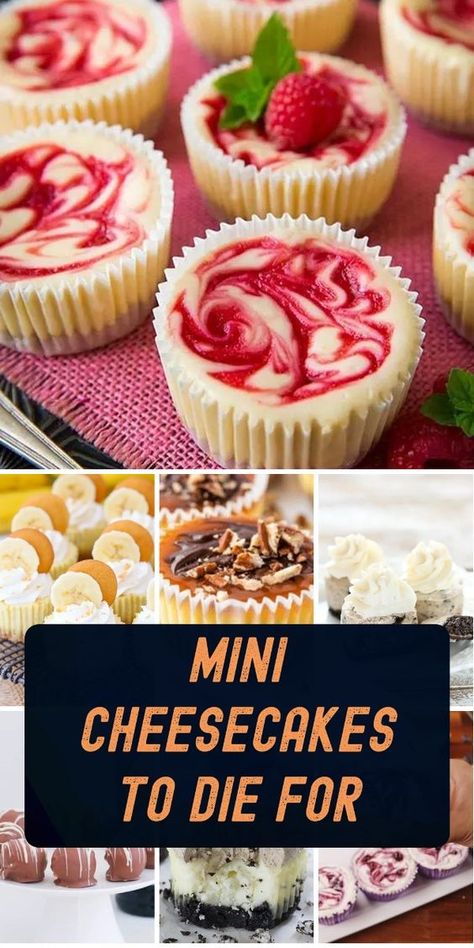 Discover the secret to stealing the show at any gathering with these irresistible Mini Cheesecake Recipes. Get ready to impress! Individual Cheese Cakes Recipes, Mini Strawberry Swirl Cheesecake, Single Cheesecake Recipe, Cheesecake Recipes Individual, Mini Cheesecakes For Weddings, Apple Pie Mini Cheesecake, Creme Brulee Mini Cheesecakes, Individual Cake Ideas, White Chocolate Mini Cheesecakes