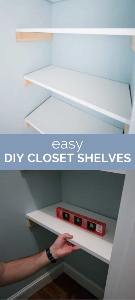 Diy Closet Ideas, Easy Closet Shelves, Functional Closet, Diy Closet Shelves, Basic Closet, Closet Shelving, Simple Closet, Closet Renovation, Beauty Boost