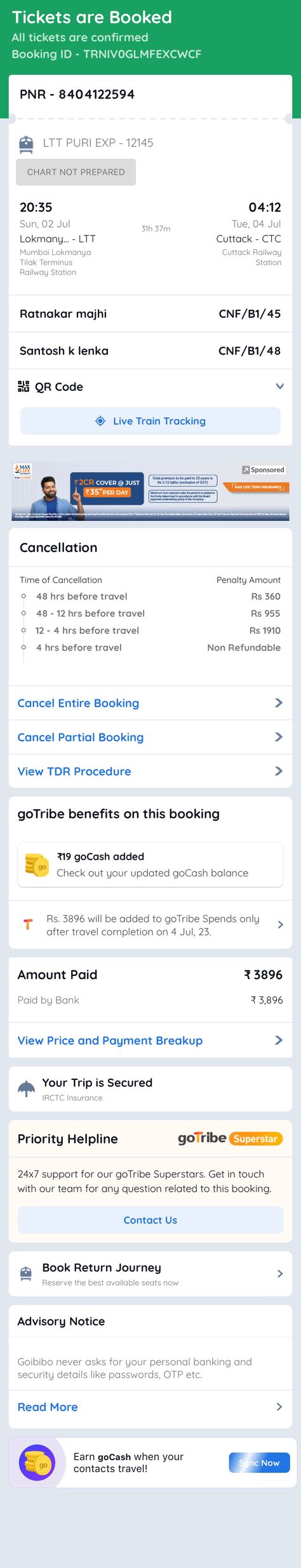 I have booked my train ticket 🚂 from LTT to CTC on Goibibo. The details of my journey are available in the attached e-ticket. Now, you can also book your train ticket on Goibibo easily by clicking the below 👇 link! https://www.goibibo.com/trains/ Train Ticket Booking, E Ticket, Train Ticket, Ticket Design, Train Tickets, Online Tickets, Best Love Lyrics, Online Training, Books Online