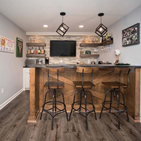 Downstairs Bar Basement Designs, Bar Wall Design, Manhasset Ny, Traditional Basement, Bar Remodel, Rustic Basement Bar, Bar Renovation, Downstairs Bar, Basement Suite