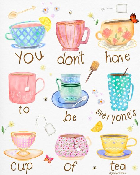 you don’t have to be everyone’s cup of tea! ☕️ I have a reminder in my office that says “you can’t make everyone happy and that’s okay” so this is kind of the same vibe. I loooove tea so much I have it almost everyday! I also have a problem with the amount of cute mugs I collect 💕 I turned some of thee into products including a notebook, tea towel, and art print! should I also make the first design available? . . . . . 🏷️ #teacupaddict #teatimesnacks #teapartytheme #gardenparty #cupoftea #cu... Tea Riffic, Spiritual Images, Tea Quotes, Easy Baby Blanket, Tea Party Theme, Tea Time Snacks, Sales Page, Tea Shop, Cute Mugs