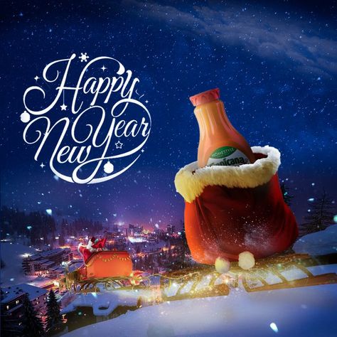 A social media design for Christmas as an advertising camapaign for Tropicana juice New Year Social Media Design, Happy New Year Ads, New Year Advertising, New Year Ads, Christmas Advertising Campaigns, Tropicana Juice, Beer Station, Advertising Campaign Design, Christmas Ads