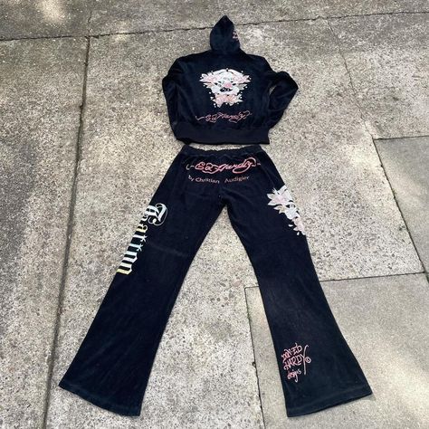 Vintage y2k velour Ed Hardy tracksuit 🤍 Ed Hardy by... - Depop Ed Hardy Tracksuit, 2000s Tracksuit, Random Picture, Christian Audigier, Ed Hardy, My Vibe, Vintage Y2k, New Era, Size 10