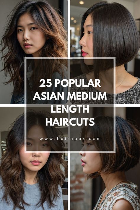 Thinking of a hair refresh? Check out these 25 Asian medium-length hairstyles for the ultimate inspiration. These trendy looks are low-maintenance and highly flattering. #MediumHaircuts #AsianHairstyles #StyleGoals Soft Wispy Bangs Asian, Hairstyles For Fine Asian Hair, Long Hair Styles Asian For Women, Low Maintenance Asian Haircut, Haircuts Medium Length With Bangs, Hairstyles For Medium Length Hair Asian, Korean Style Haircut For Women, Asian Hair With Bangs, Korean Women Haircut