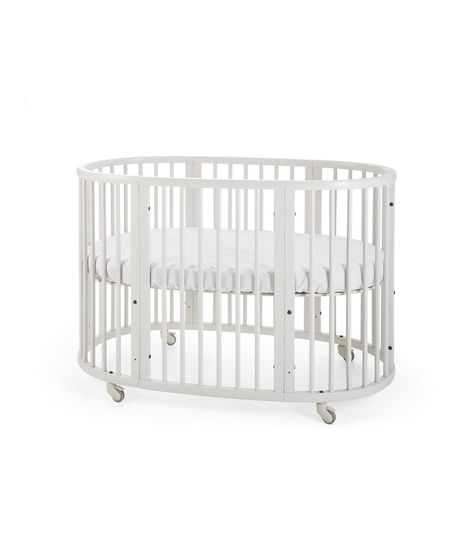 Stokke® Sleepi™ Crib/Bed White Stokke Sleepi Crib, Natural Crib, White Crib Bedding, Flexible Bed, Round Cribs, Oval Crib, Bed Extension, Stokke Sleepi, Grey Crib