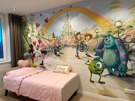 Disney Castle Mural, Disney Wall Murals Paint, Disney Bedrooms Kids, Baby Nursery Murals, Disney Kids Rooms, Disney Wall Murals, Nursery Murals, Disney Baby Nurseries, Disney Mural