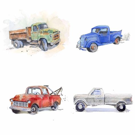 Shop the Pickup Truck Collection of watercolor wall art prints for boy's rooms. Available as fine art giclee, canvas and digital downloads. Thank you for shopping my small business! Tractor Nursery, Navy Nursery Boy, Tractor Decor, Boy's Rooms, Boys Room Blue, Truck Nursery, Navy Nursery, Toddler Boy Room Decor, Nursery Decor Inspiration