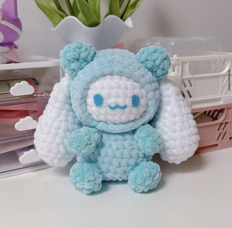 Stuff Toy Crochet, Sanrio Crochet Pattern, Cinnamoroll Crochet Pattern, Crochet Chunky Yarn, Chunky Yarn Crochet Pattern, Kawaii Amigurumi, Chunky Yarn Crochet, Crochet Plushies, Easy Crochet Animals