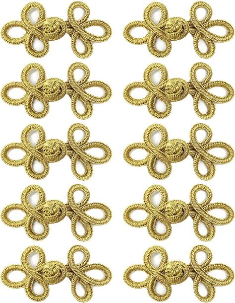 Amazon.com: EvaGO 10 Pairs Chinese Knots Frog Buttons Closure Sewing Fasteners for Sweater Cloak Coats Scarf Cardigan and Costumes Outfit Sewing, Gold(3ys) Chinese Knots, Scarf Cardigan, Chinese Knot, Costume Outfits, Color Dorado, Sewing Notions, Crafts Sewing, Amazon Art, Sewing Stores