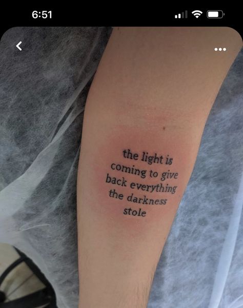 The Light Is Coming Tattoo, Let The Light In Tattoo, The Light Is Coming, Give Back, New Quotes, The Darkness, The Light, Tattoo Quotes, Tattoo Ideas