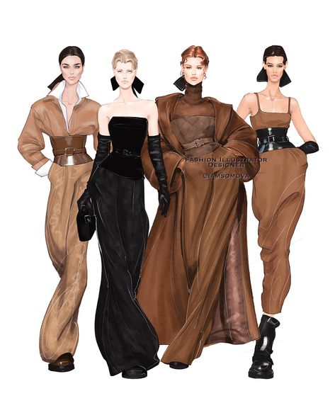 Max Mara Illustrations :: Behance Fashion Collection Illustration, Winter Fashion Illustration, Unique Fashion Illustration, Dress Illustration Design, Fashion Sketchbook Inspiration, Fashion Model Sketch, Max Fashion, Fashion Drawing Sketches, Mode Zara