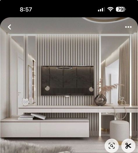 Lcd Wall Design Bedroom, Tv Cabinet Wall Design, Deco Tv, Bedroom Tv Wall, Bedroom Tv, Modern Bedroom Interior, Aesthetic Living Room, Tv In Bedroom, Luxury Bedroom Master