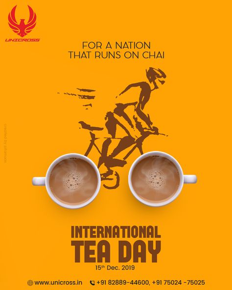 Tea is our all-time favorite beverage.  Happy International Tea Day To All The #Tea_Lovers.☕️😍  #teaday #chaiday #internationalchaiday #chailove #happyteaday #indianchai #चाय #tea #tealover #chaistories #unicross  www.unicross.in International Tea Day, Social Media Images Design, Tea Day, Happy Tea, Creative Advertising Design, Food Menu Design, Publicidad Creativa, Creative Photography Techniques, Graphic Design Ads