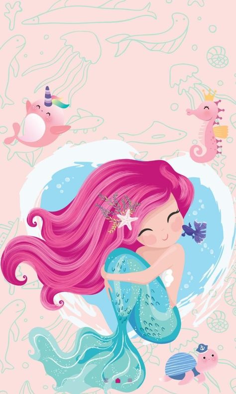 Cute Mermaid Wallpaper, Little Mermaid Wallpaper, Mermaid Wallpaper, Mermaid Background, Mermaid Wallpapers, Mermaid Theme Birthday, Mickey Mouse Wallpaper, Cute Mermaid, Mermaid Theme