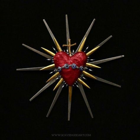 Sacred Heart Art, Heart Sculpture, Object Art, Real Bones, Found Object Art, Heart Wall Art, Heart Painting, I Love Heart, Found Art