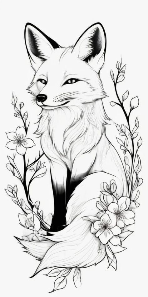 Fox Tattoo Stencil, Therian Tattoo, Fox Sleeve Tattoo, Arctic Fox Tattoo, Baby Fox Tattoo, Animal Tattoo Stencil, Fox Tattoos For Women, Fox Head Tattoo, Fox Tattoo Sketch