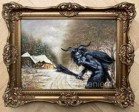 Finished My Painting Of Krampus Ghost Painting Ideas, Paintings Wall Decor, Thrift Store Art, Nature Paint, Ghost Painting, Home Nature, Paintings Wall, Upcycled Art, Halloween Painting