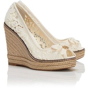 Lace wedges Designer Espadrilles, Tory Burch Wedges, Lace Wedges, Cute Wedges, Women's Espadrilles, Stunning Shoes, Nike Shoes Outlet, Peep Toe Sandals, Footwear Design Women