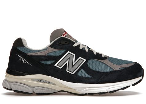 New Balance 990v3 MiUSA Teddy Santis Sneakers in Navy Blue/Castlerock New Balance 990v3, Teddy Santis, Kobe Mamba, Common Projects Achilles, The North Face 1996, North Face 1996, Cdg Play, New Balance Style, Balance Sneakers