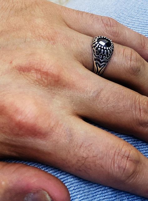 Handmade Ring,Black Crystal Ring,Unisex Ring,Blackstone Ring,Zircon Stone Ring,Silver Gift Black Crystal Ring, Mens Silver Rings, Ring Black, Unisex Ring, Crystal Ring, Black Crystals, Crystal Rings, Silver Man, Ring Silver