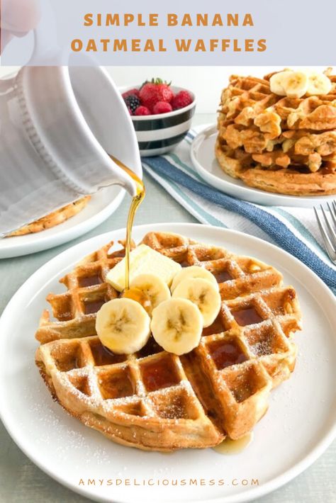 Oatmeal Waffles, Easy Waffle Recipe, Banana Waffles, Waffles Easy, Best Brunch Recipes, Waffle Maker Recipes, Sunday Breakfast, Breakfast Menu, Banana Oatmeal