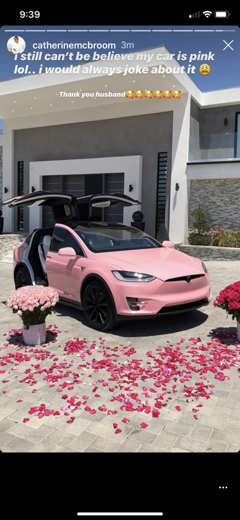 Pink Tesla, Girly Car Accessories, Ace Family, Girly Car, Lux Cars, Wheels On The Bus, Car Goals, Tesla Model X, Luxury Lifestyle Dreams