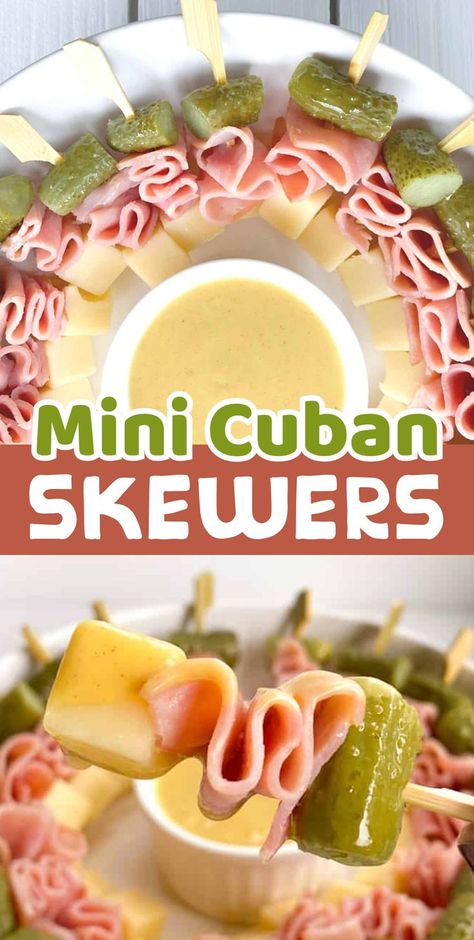 A super easy make-ahead appetizer for any party or family gathering! No baking and no skills required to make this yummy cold finger food. This skewered version of a Cubano sandwich is a fun way to get all the same flavors without the guilt. They are gluten free, keto friendly and so delicious. If you're looking for simple party food ideas, these fun little kabobs are the way to go! Skewer Recipes Appetizers, Simple Party Food Ideas, Savory Appetizers Easy, Sandwich Skewers, The Lazy Dish, Snacks For A Crowd, Cold Party Appetizers, Finger Foods For Parties, Lazy Dish