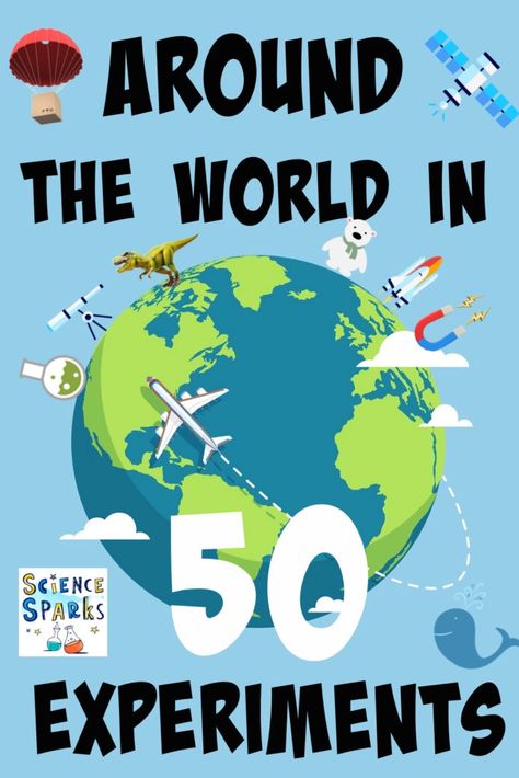 50 science experiments relating to countries of the world. Travel the world and learn as you go along! Great geography and science experiments for kids! Fantastic for little explorers Around The World Crafts For Kids, Travel Theme Classroom, Around The World Theme, Geography For Kids, Geography Activities, Homeschool Geography, Kid Experiments, Around The World In 80 Days, Science Activities For Kids