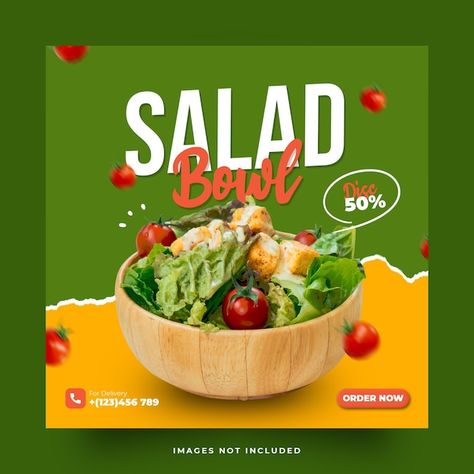 Salad Banner Design, Salad Social Media Design, Salad Poster Design, Salad Menu Design, Salad Menu, Clothing Themes, Salad Salad, Canvas Learning, Food Poster Design