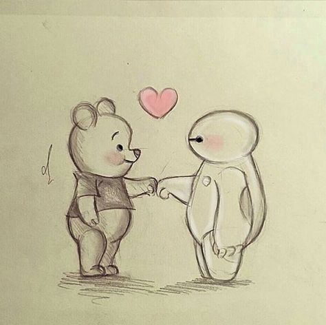 Winnie the Pooh and Baymax | fist bump Baymax Drawing, Friends Sketch, Easy Disney Drawings, Cute Disney Drawings, Disney Art Drawings, Drawings Of Friends, Funny Drawings, Baymax, Kawaii Drawings