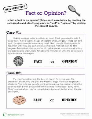 Second Grade Reading Comprehension Worksheets: Facts vs. Opinions Fact Vs Opinion Worksheet, Fact Vs Opinion Activity, Anger Kids, Fact Vs Opinion, Fact And Opinion Worksheet, Fact Or Opinion, Literary Terms, Library Skills, Fact And Opinion