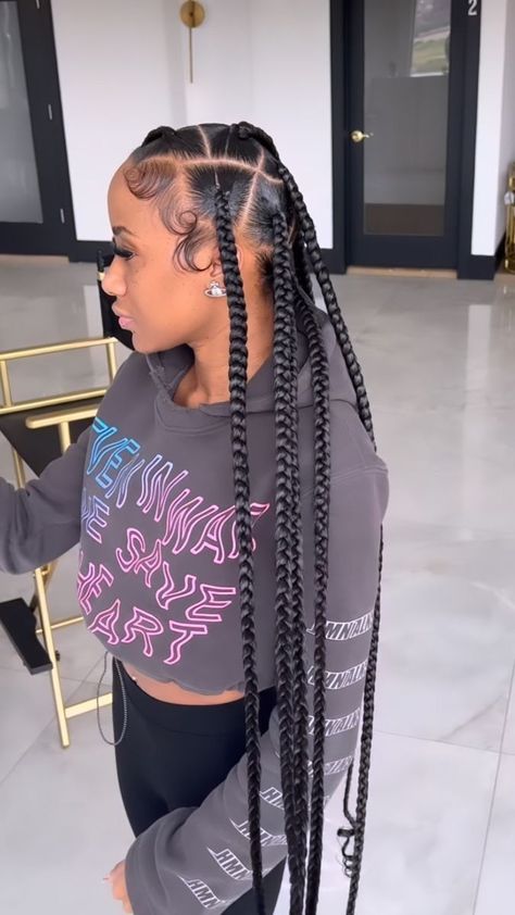 Quick Braid Styles, Quick Braids, Big Box Braids Hairstyles, Feed In Braids Hairstyles, Goddess Braids Hairstyles, Box Braids Hairstyles For Black Women, Cute Braided Hairstyles, Braided Cornrow Hairstyles, Cute Box Braids Hairstyles