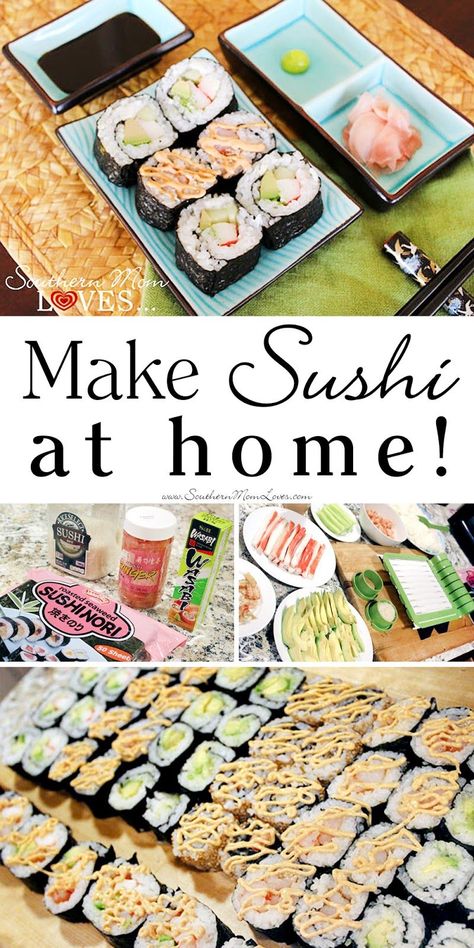 Make Sushi At Home, Resep Sushi, Koreansk Mad, At Home Recipes, Sushi Kit, Sushi Recipes Homemade, Sushi Roll Recipes, Make Sushi, Diy Sushi