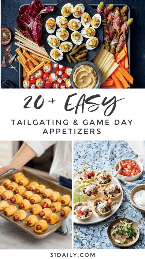 It's the season for easy football food appetizers. Whether you're tailgating, hosting, bringing, or staying home, these Game Day Appetizers will feed your crowd this football season. And bring a win every time! Easy Football Food, Bean And Cheese Enchiladas, Gameday Appetizers, Avocado Hummus Recipe, Tailgate Appetizers, 31 Daily, Easy Teriyaki Chicken, Food Game, Fall Appetizers