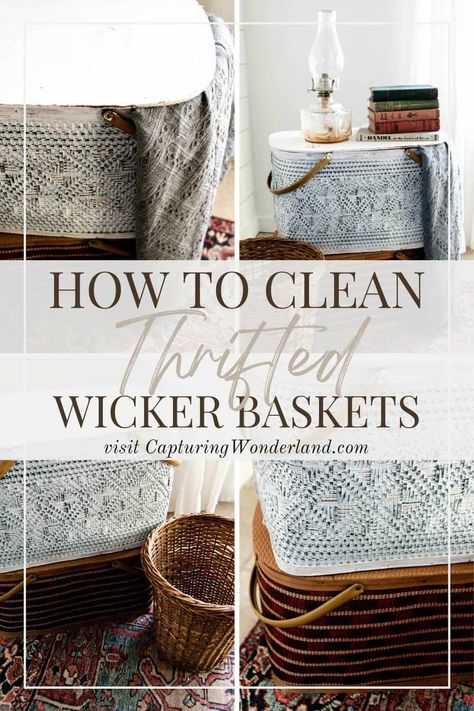 Wicker Basket Diy, Diy Wicker Basket, Diy Household Cleaners, Upcycled Items, Large Wicker Basket, Old Wicker, Cleaning Mold, Old Baskets, Big Basket