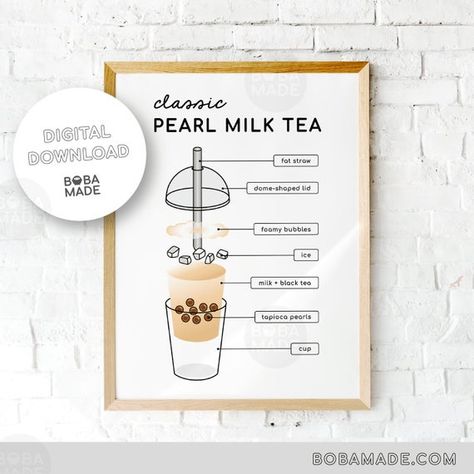 Bubble Tea Art | Boba Tea Poster | Bubble Tea Poster | Digital Download D I G I T A L • P R I N T A B L E Our classic milk tea print will delight any bubble tea lover! Easily customizable to 20+ frame sizes and instantly accessible as a digital download for you to print at home, take to your local Ig Frame, Bubble Tea Poster, Classic Milk Tea, Boba Party, Diy Boba, Tea Image, Bubble Tea Menu, Boba Bar, Tee Kunst