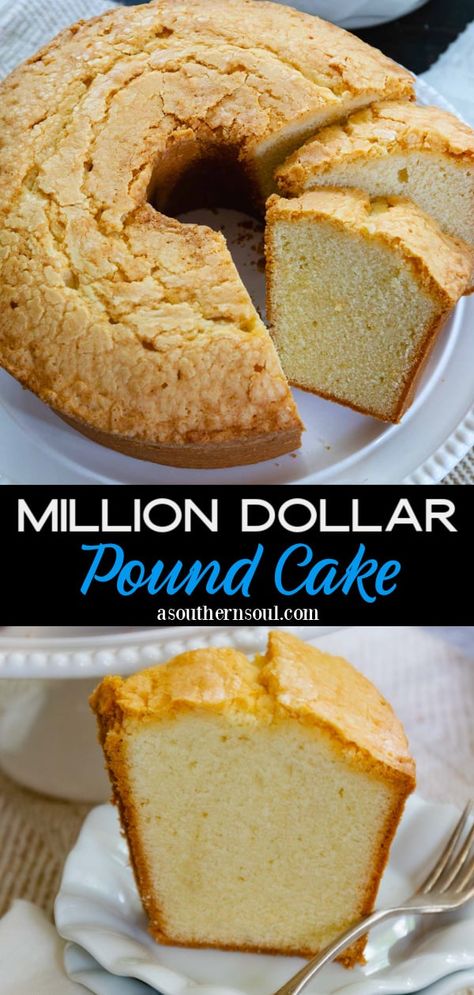 Grandma's Pound Cake Recipe, Cake Mix Pound Cake, Million Dollar Cake, Dollar Cake, Million Dollar Pound Cake, Pond Cake, Soul Recipes, Best Pound Cake Recipe, Homemade Pound Cake