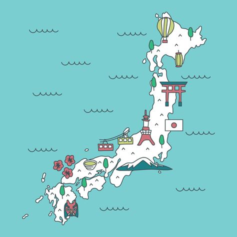 It's so cute. Japan Map Aesthetic, Map Aesthetic, Maps Aesthetic, Japan Prefectures, Japan Map, Learning Japanese, Japanese Words, Bag Ideas, Learn Japanese