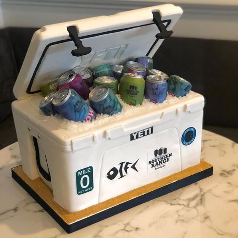 Cooler Cake, Beer Box, Yeti Cooler, Beer Cake, Beer Cooler, Cool Birthday Cakes, Cake Flavors, Grooms Cake, 5th Birthday