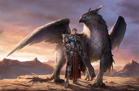 ArtStation - Griffin Knight Griffin Knight, Griffin Mythical, Dungeons And Dragons Books, Greek Monsters, Mythical Creature Art, Persian Warrior, Shadow Dragon, Fantasy Beasts, Knight Art