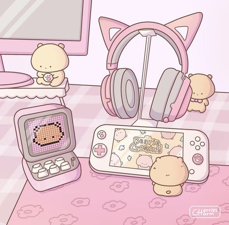 Pink Digital Aesthetic, Kawaii Watch Face, Cute Gaming Wallpaper, Anime Video Game Aesthetic, Cute Procreate Drawings Easy, Cute Aesthetic Widgets, Gaming Widget, Widget Icon Pink, Pink Kawaii Aesthetic