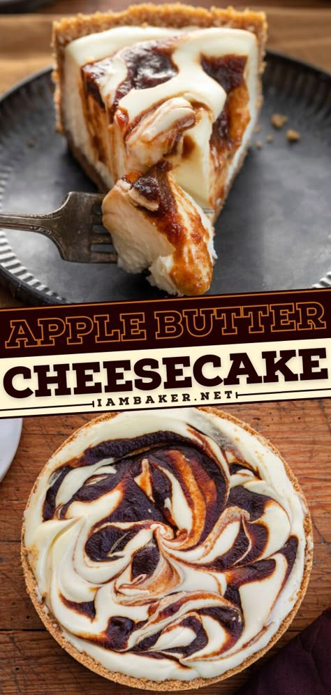 Applesauce Cheesecake, Spooky Cheesecake, Apple Butter Cheesecake, Fall Cheesecake Recipes, Apple Cheesecake Recipes, Cheesecake Apple, Easy Impressive Dessert, Recipe Using Apples, Cheesecake No Bake