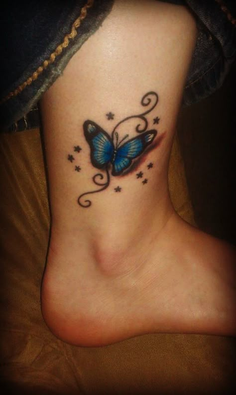 butterfly tattoo Butterfly Tattoos On Ankle, Ankle Butterfly Tattoo, Butterfly Tattoo Ankle, 96 Tattoo, Tattoos On Ankle, Inner Ankle Tattoos, Butterfly Foot Tattoo, Butterfly Ankle Tattoos, Purple Butterfly Tattoo