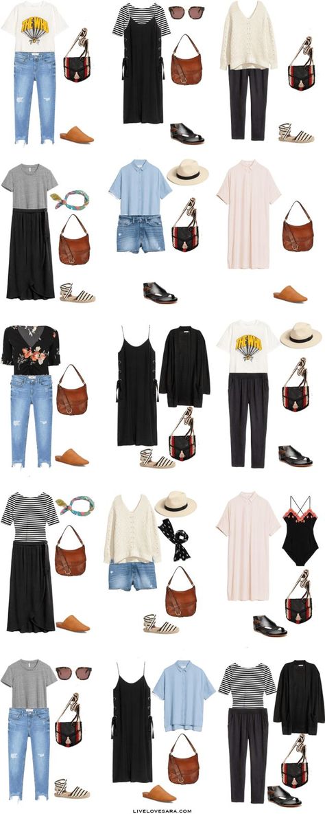 What to Pack for Greece Outfit Options 1-15 Packing Light List #packinglist #packinglight #travellight #travel #livelovesara #capsule #capsulewardrobe What To Pack For Greece, Pack For Greece, Holiday Outfits Summer, Greece Outfit, Greece Summer, Outfit Options, Summer Capsule, Travel Outfit Summer, Summer Capsule Wardrobe