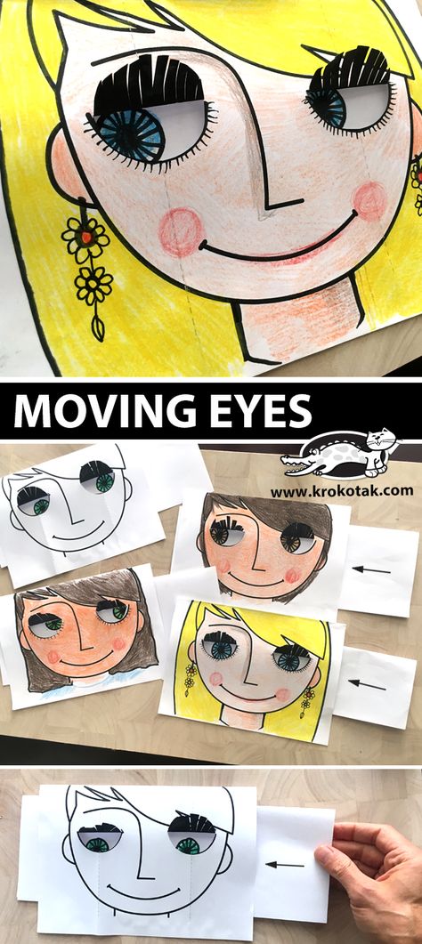 krokotak | face Classe D'art, Moving Eyes, Children Activities, Art And Craft Videos, Elementary Art Projects, School Art Projects, Middle School Art, Camping Art, Art Lesson