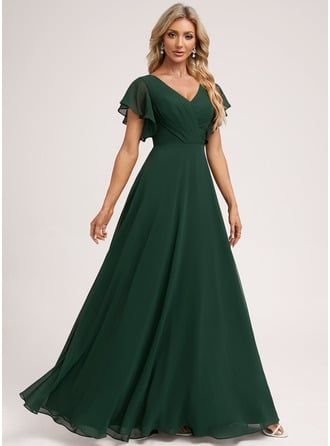 [£ 93.00] A-line V-Neck Floor-Length Chiffon Bridesmaid Dress With Ruffle  - JJ's House Prom Dresses Long Lace, Floor Length Chiffon Bridesmaid Dresses, Long Sleeve Prom, Lace Beach Wedding Dress, Prom Dresses Two Piece, Two Piece Homecoming Dress, Bridesmaid Dresses Prom, Lace Homecoming Dresses, Satin Bridesmaid Dresses